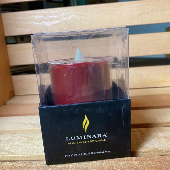 Luminara Birch 4” real flame effect Candle  Burgundy - Picture 1 of 1